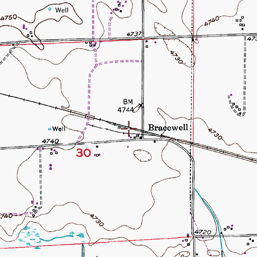 Topographic Map of Bracewell, CO