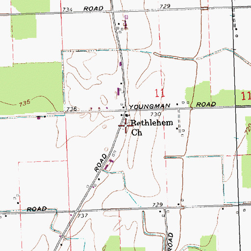 Topographic Map of Bethlehem Lutheran Cemetery, OH