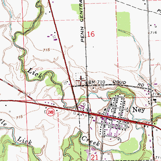 Topographic Map of Ney Cemetery, OH