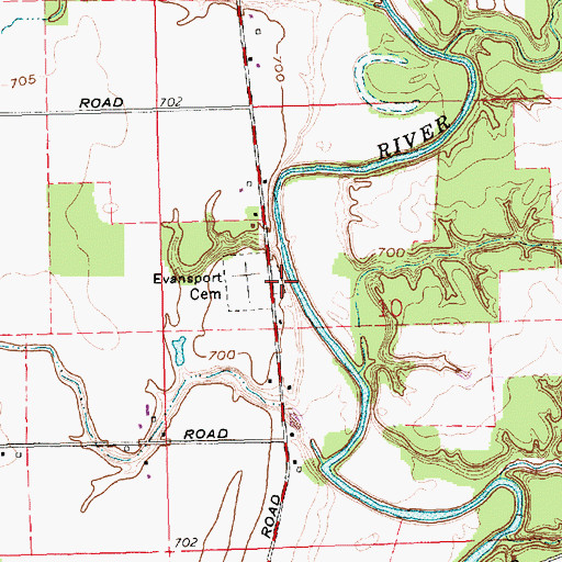 Topographic Map of Old Evansport Cemetery, OH