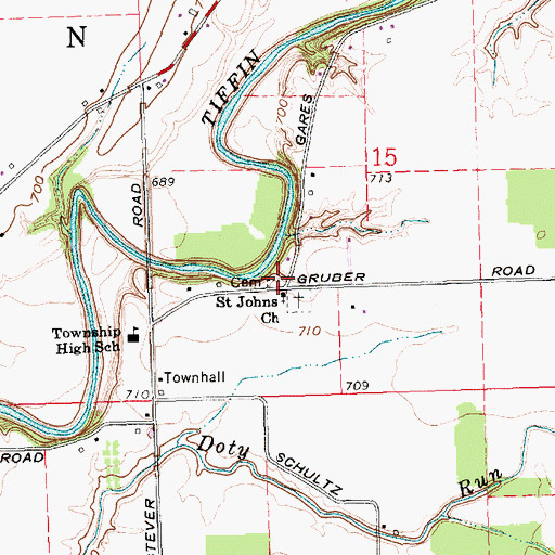 Topographic Map of Old Saint Johns Methodist Cemetery, OH