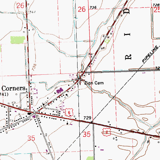 Topographic Map of Zion Cemetery, OH