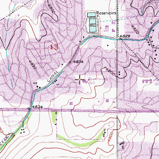 Topographic Map of Brentwood Middle School, CO
