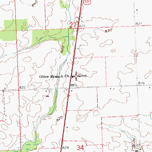 Topographic Map of Olive Branch Cemetery, OH