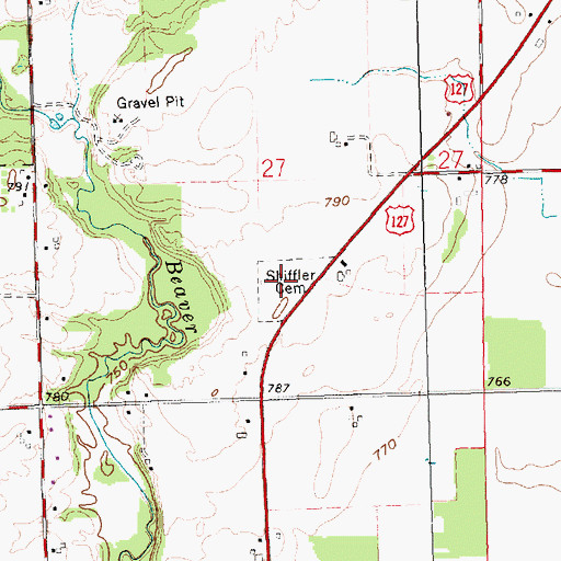 Topographic Map of Shiffler Cemetery, OH