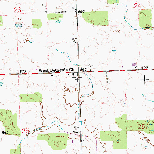 Topographic Map of West Bethesda Cemetery, OH