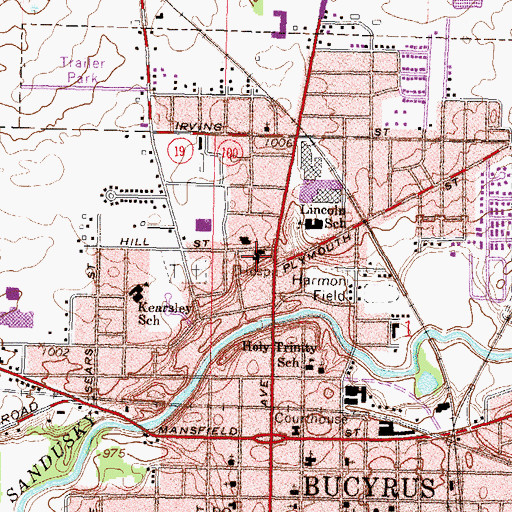 Topographic Map of Avita Health System - Bucyrus Hospital, OH