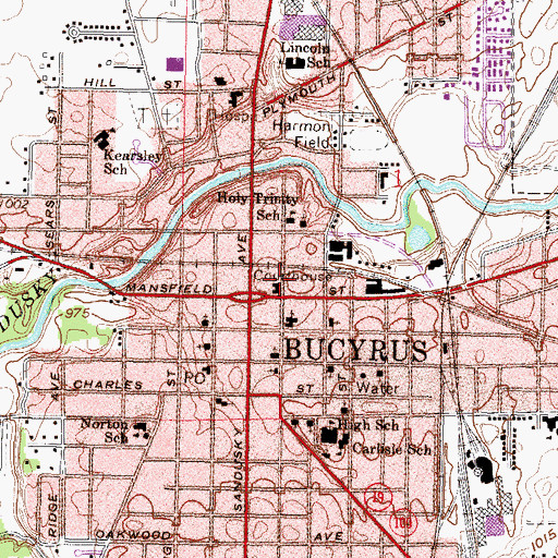 Topographic Map of Crawford County Jail, OH