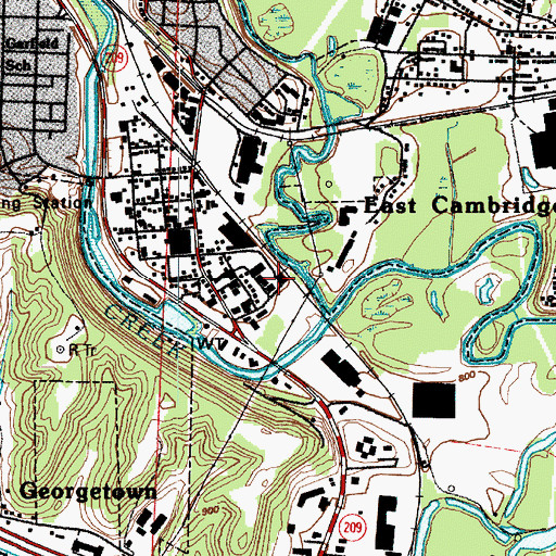Topographic Map of Cambridge Waterworks, OH