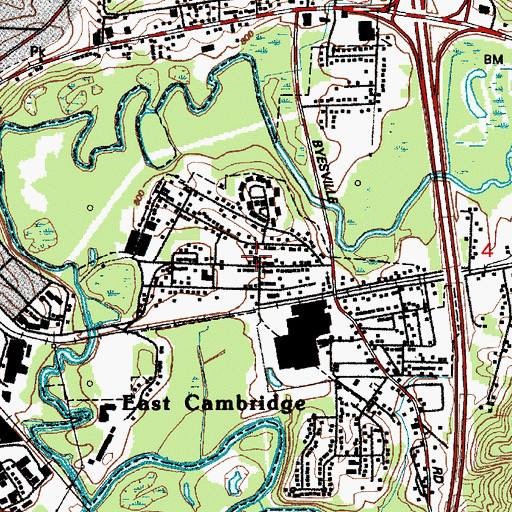 Topographic Map of East Cambridge Methodist Church, OH
