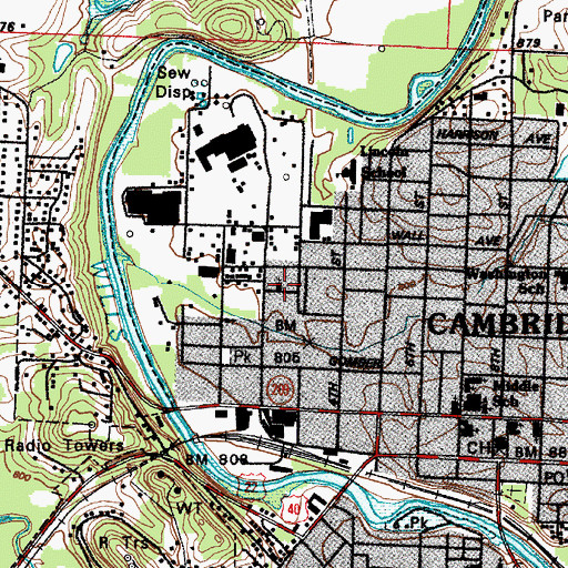 Topographic Map of Second Baptist Church, OH