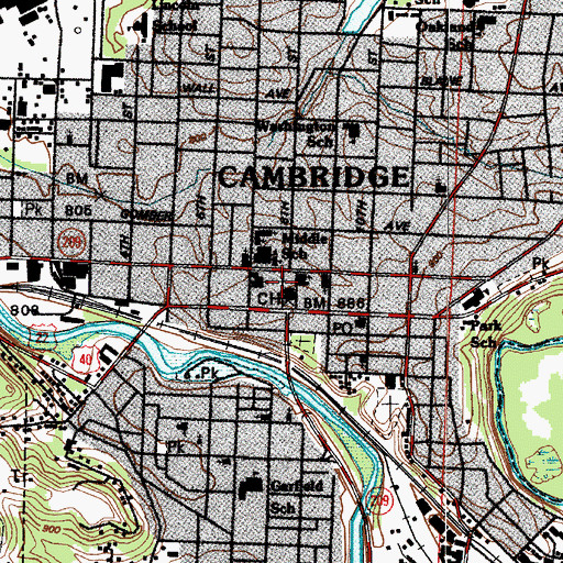 Topographic Map of Second United Presbyterian Church, OH