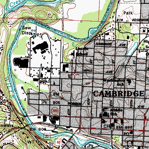 Topographic Map of Stewart Memorial United Brethren in Christ Church, OH