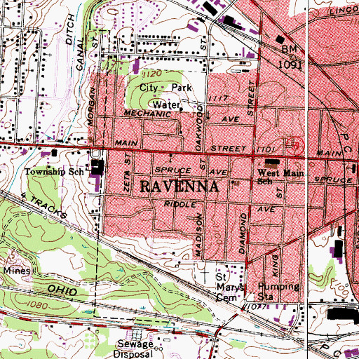 Topographic Map of Church of God, OH