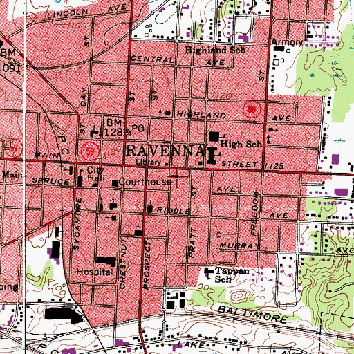 Topographic Map of First Church of Christ Scientist, OH