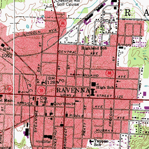 Topographic Map of Highland Avenue School (historical), OH