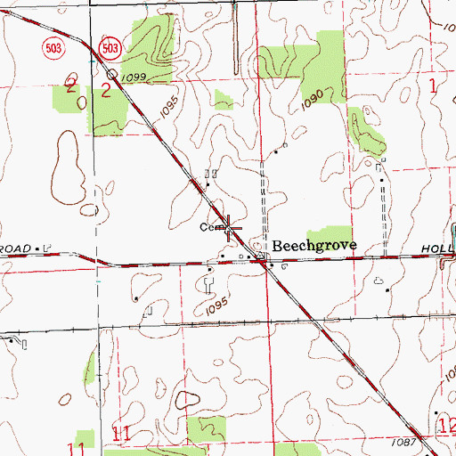 Topographic Map of Beech Grove Cemetery, OH
