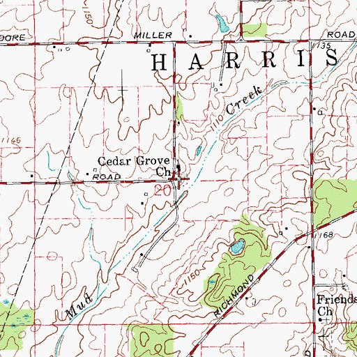 Topographic Map of Cedar Grove Cemetery, OH