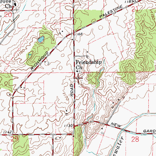 Topographic Map of Friendship Cemetery, OH