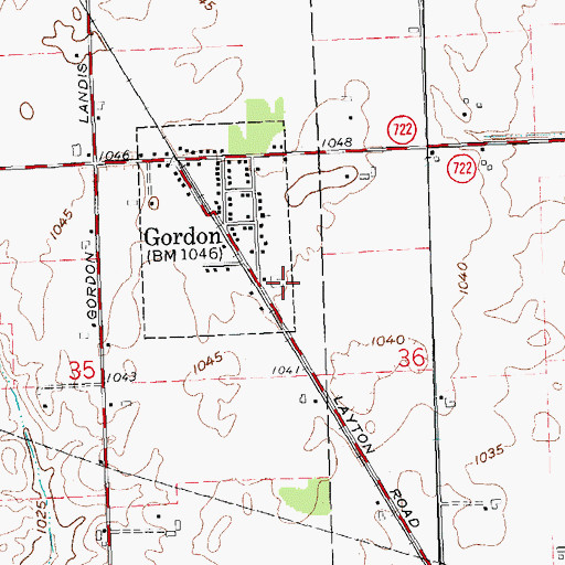 Topographic Map of Gordon Cemetery, OH