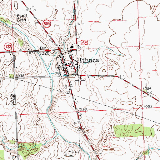 Topographic Map of Ithaca Lutheran Cemetery, OH
