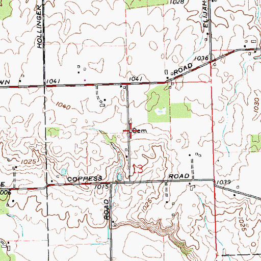 Topographic Map of Kershner Cemetery, OH