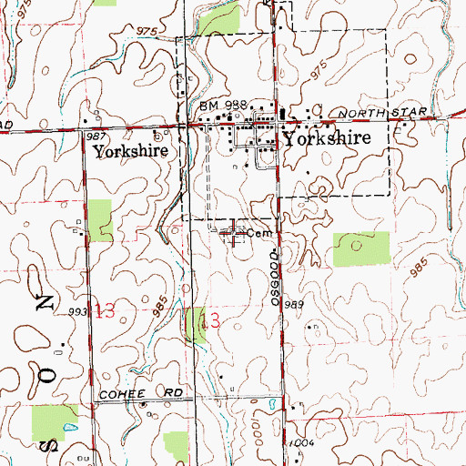 Topographic Map of Mendenhall Cemetery, OH