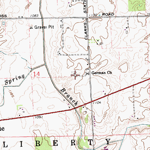 Topographic Map of Miller Cemetery, OH