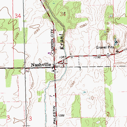 Topographic Map of Nashville Cemetery, OH