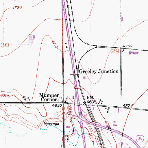 Topographic Map of Greeley Junction, CO