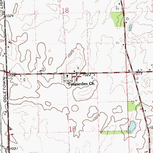 Topographic Map of New Teagarden Cemetery, OH