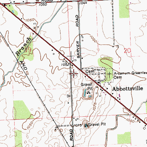 Topographic Map of Old Abbottsville Cemetery, OH