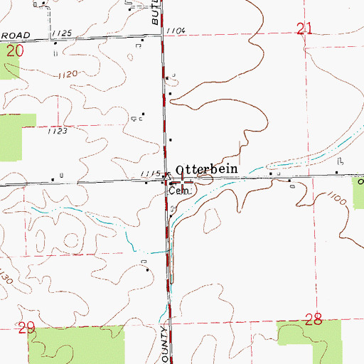 Topographic Map of Otterbein Cemetery, OH