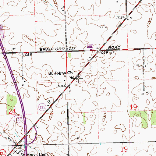 Topographic Map of Saint Johns Lutheran Cemetery, OH