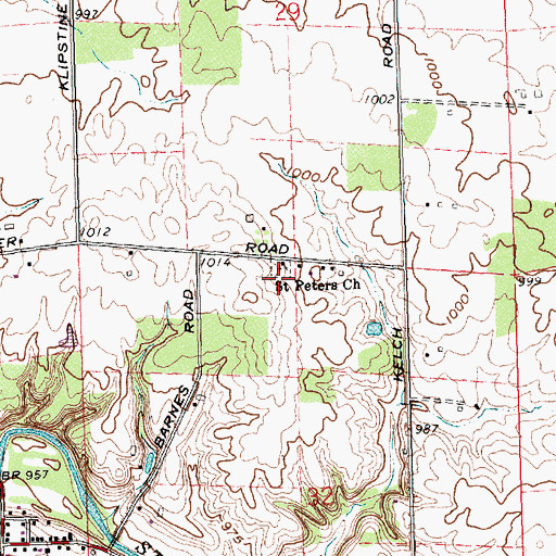 Topographic Map of Saint Peters Lutheran Cemetery, OH