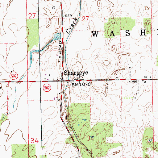 Topographic Map of Sharpeye Cemetery, OH