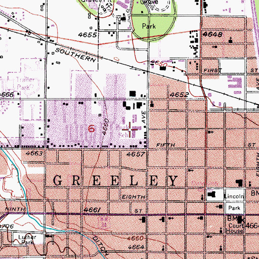 Topographic Map of Martinez Elementary School, CO