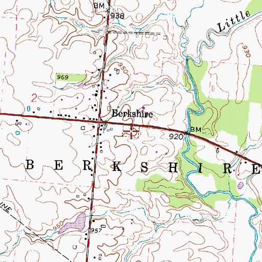 Topographic Map of Berkshire Cemetery, OH