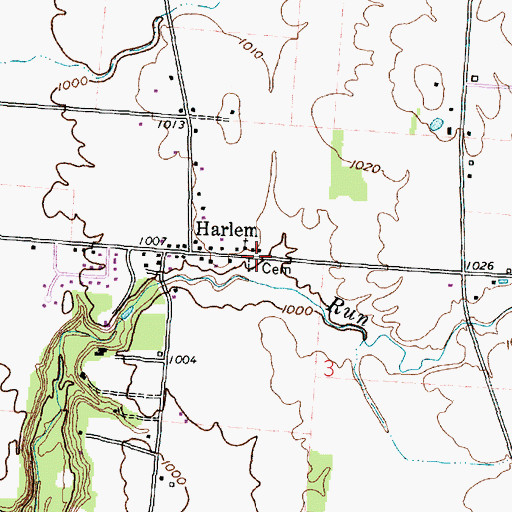 Topographic Map of Harlem Cemetery, OH