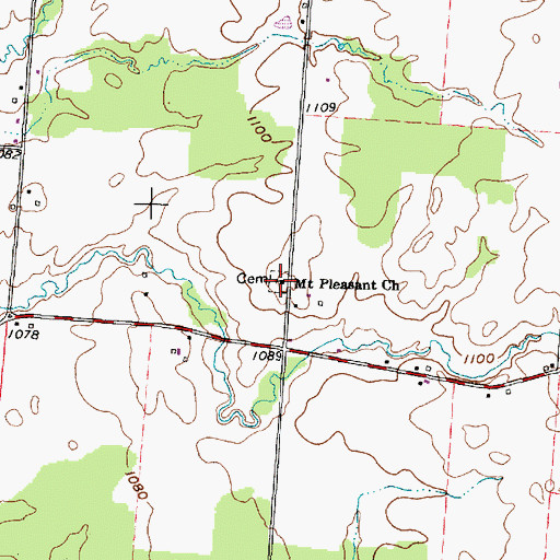 Topographic Map of Mount Pleasant Methodist Episcopal Churchyard, OH