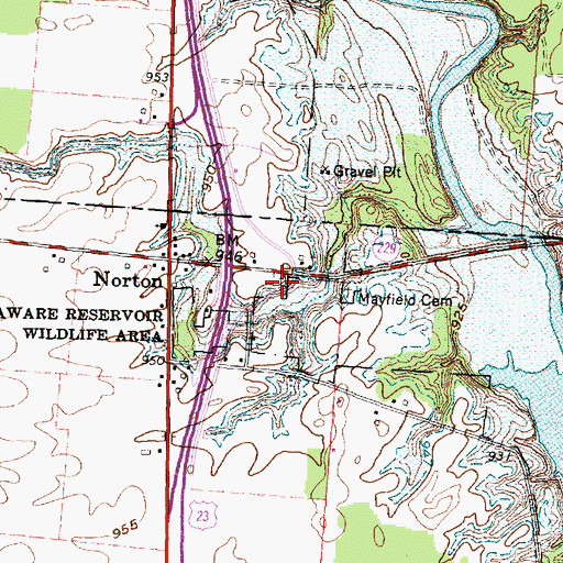 Topographic Map of Norton Cemetery, OH