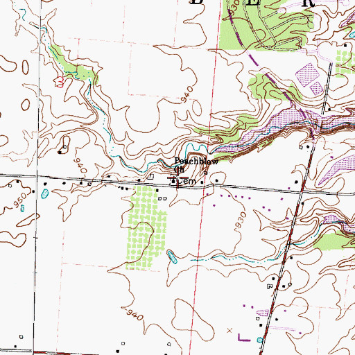 Topographic Map of Peachblow Cemetery, OH