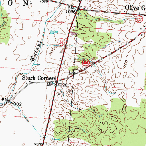 Topographic Map of Porter-Stark Cemetery, OH