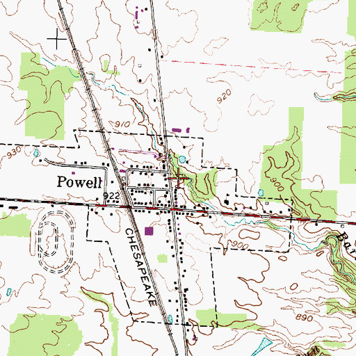 Topographic Map of Powell Cemetery, OH
