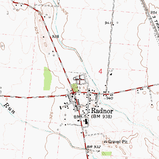 Topographic Map of Radnor Cemetery, OH