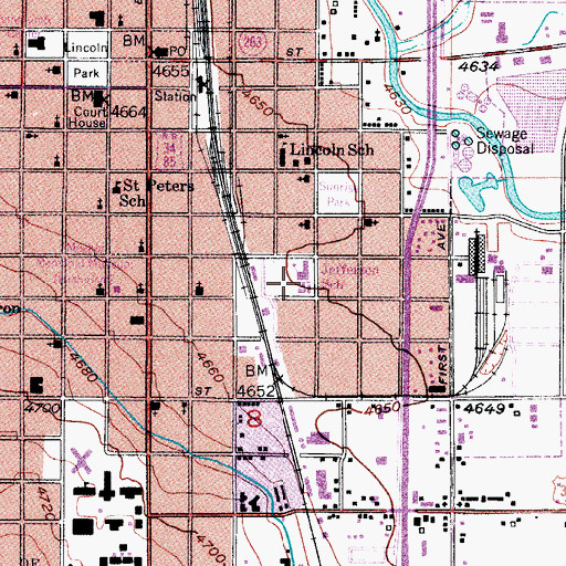 Topographic Map of Jefferson High School, CO