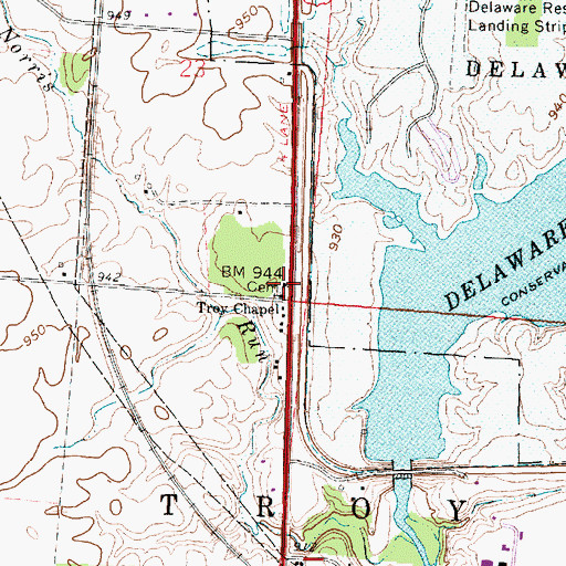 Topographic Map of Troy Chapel Cemetery, OH