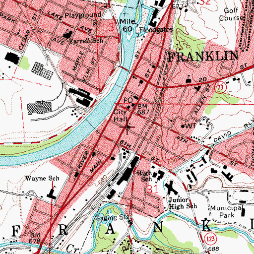 Topographic Map of First Presbyterian Church, OH