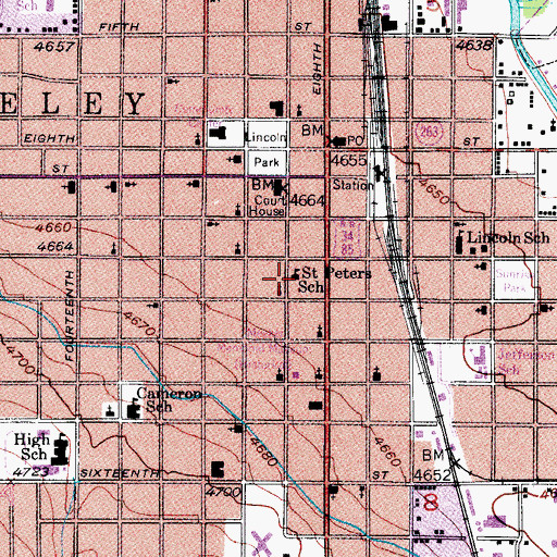 Topographic Map of Saint Peters School, CO