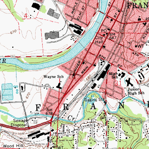 Topographic Map of South Public School (historical), OH